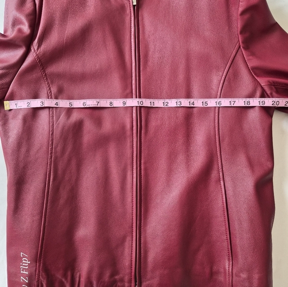 Casual Corner ANNEX XL Burgundy Genuine Leather Jacket VTG 90s Y2K Zip Front - Picture 6 of 9